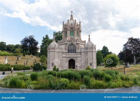 Beautiful Old Chapel At Green Wood Cemetery In Brooklyn Of New York