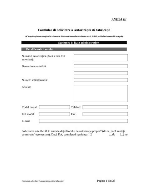 Pdf Formular De Solicitare A Autoriza Iei De Fabrica Ie De