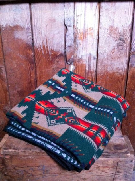 Items Similar To Vintage Pendleton Indian Blanket Green Wool Native