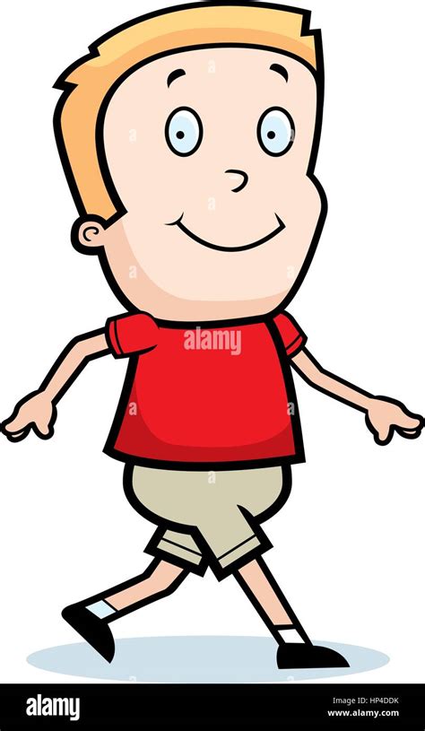 A Happy Cartoon Boy Walking And Smiling Stock Vector Image And Art Alamy