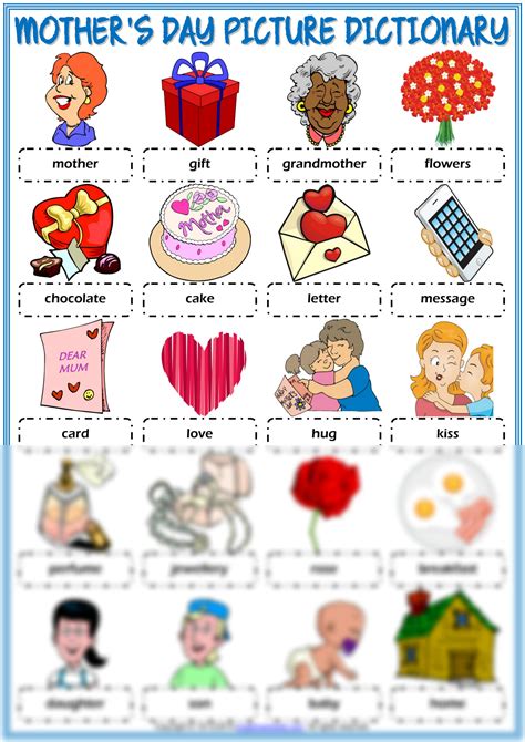 Solution Mothers Day Vocabulary Esl Picture Dictionary Worksheet For