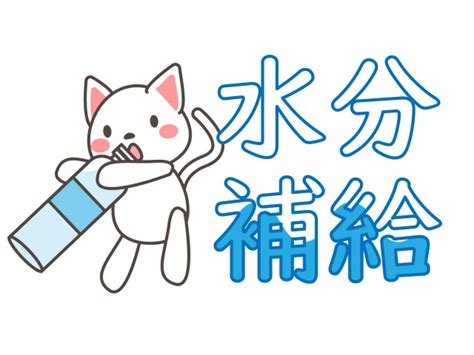 プリント用カラー・モノクロ）白ねこさんの水分補給 無料イラスト素材｜素材ラボ