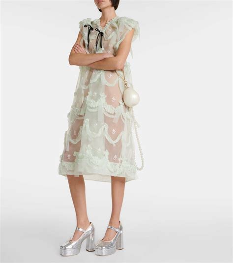 Simone Rocha Embroidered Tulle Midi Dress Simone Rocha