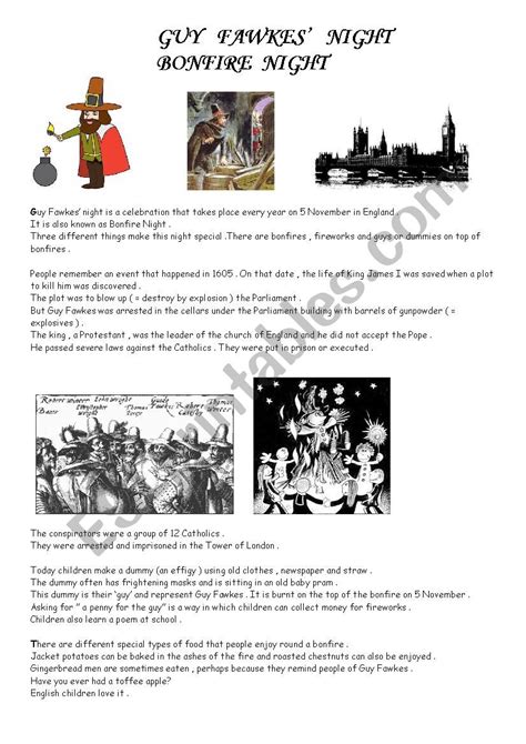 Bonfire Night Guy Fawkes´night Esl Worksheet By Fabmul