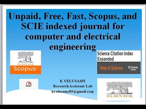 Unpaid Free Fast Scopus And Scie Indexed Journal For Computer And