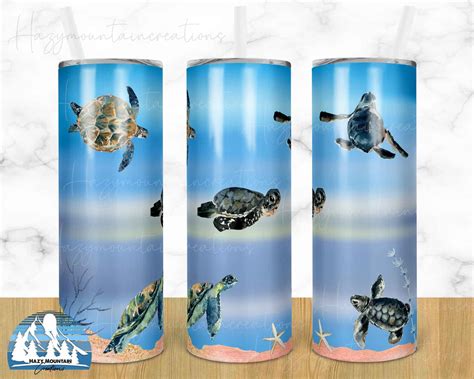 Sea Turtle Sublimation Tumbler 20oz Skinny Design 20oz Skinny Etsy