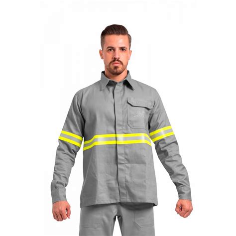 USE EPI Premium CAMISA ELETRICISTA NR10 CINZA REFLETIVOS C A