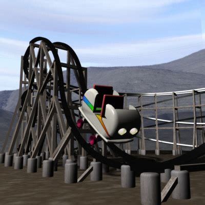 wooden roller coaster 3d model