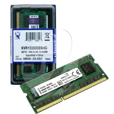 MEMORIA RAM KINGSTON 4GB KVR1333D3S9 4GB DDR3 PC3 10600 PARA LAPTOP