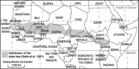 Map of the shea tree distribution across Africa (Sallé, Boussim ...