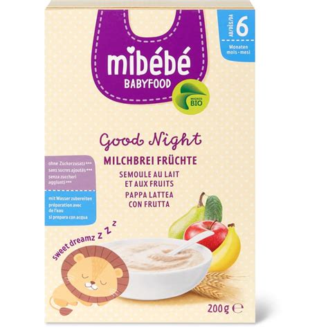 Mibébé Bio Babyfood Milchbrei Früchte Gute Nacht Ab 6 Monaten Migros