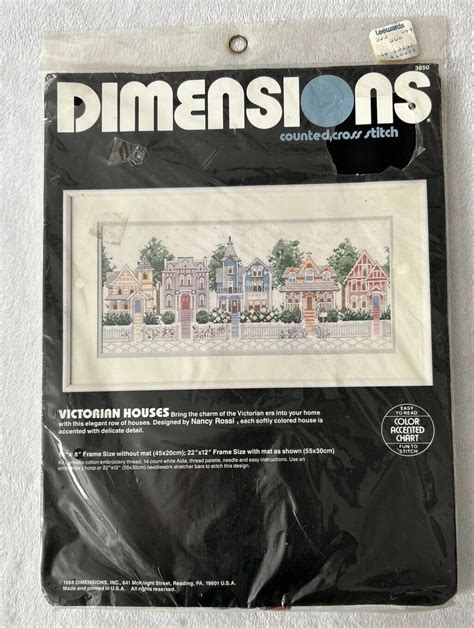 VTG Dimensions Victorian Houses Counted Cross Stitch Kit 3650 Painted