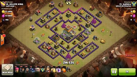 Clash Of Clans Th8 Vs Th8 Golem Wizard And Pekka Gowipe Clan War 3