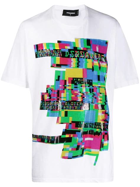 Dsquared2 Multicoloured Graphic Print T Shirt Weiss In White