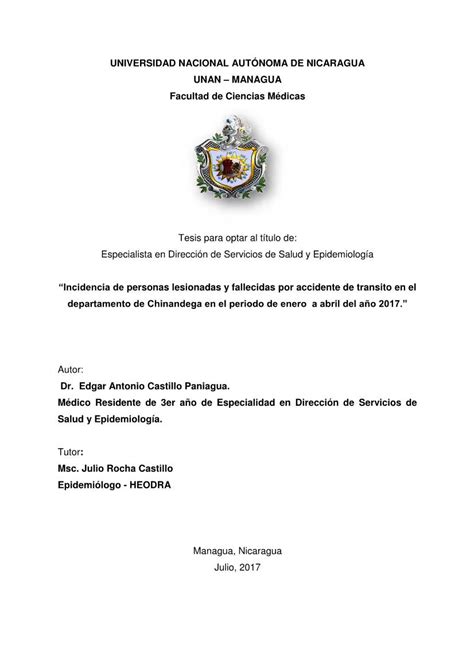 UNIVERSIDAD NACIONAL AUTÓNOMA DE NICARAGUA UNAN MANAGUA Facultad De