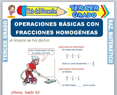 Operaciones Básicas Con Fracciones Homogéneas Para Tercer Grado De Primaria