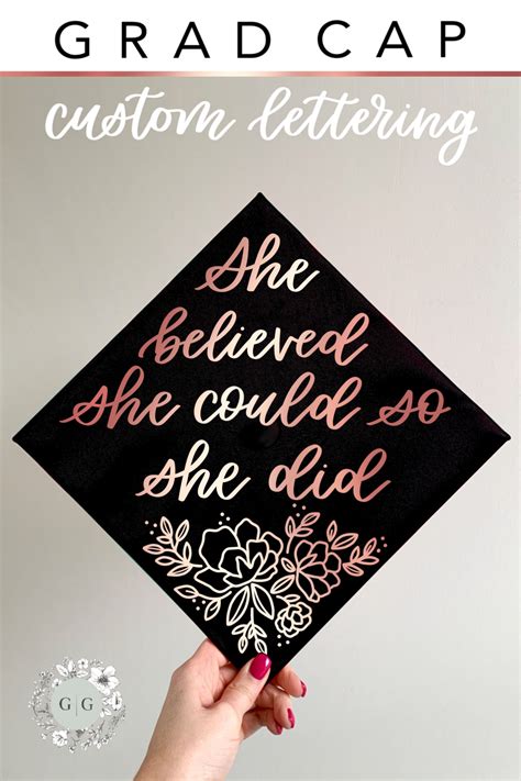 Graduation Cap Decal She Believed She Could So She Did Etsy Quotes For Graduation Caps