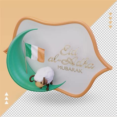 3d Eid Al Adha Irlanda Bandera Renderizado Vista Derecha Archivo PSD