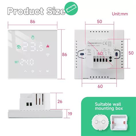 Tuya Wifi Smart Thermostat Touch Screen Temperature Controller For Electric Floor Water Gas