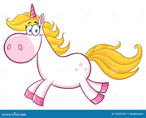 Smiling Magic Unicorn Cartoon Mascot Character Running Stock Vector