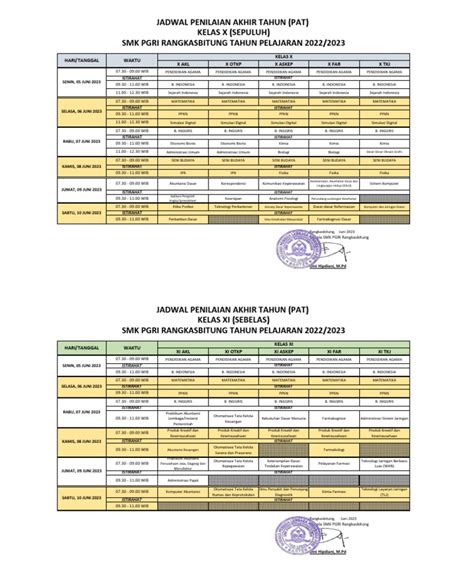 Jadwal Pat Tp 2022 2023 Pdf