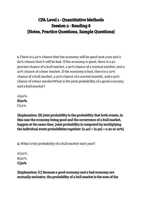 Cfa Level 1 Quantitative Methods Session 2 Reading 8 Edubirdie