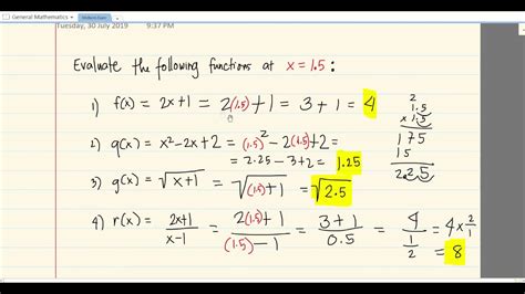 General Mathematics Evaluating Functions Tutorial Deped For Senior High