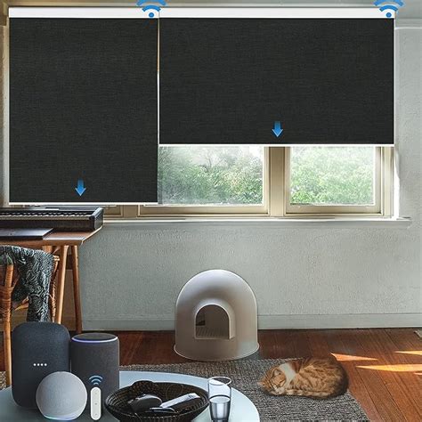 Mansnix Motorized Blinds With Remote Control Upgraded Smart Blackout Roller Shades Electric