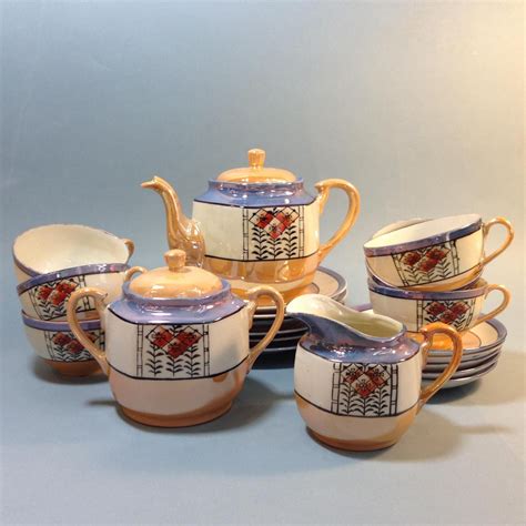 Japanese Vintage Lusterware Tea Set Pieces Takito Style Excellent