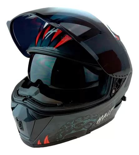 Casco Abatible Certificado Con Visor Y Mica Humo Luz Led Env O Gratis