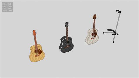 3d Low Poly Acoustic Guitars Turbosquid 1918559