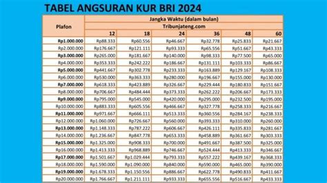 Brosur Kur Bri Tabel Angsuran Lengkap Rp Juta Hingga Rp Juta