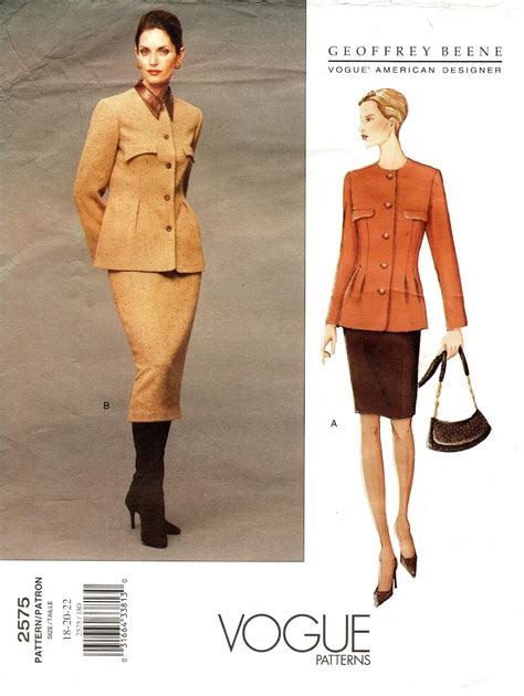 Vogue Sewing Pattern By Geoffrey Beene Misses Fitted Lined