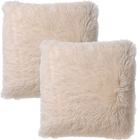 Set Van 2 Sierkussens Dutch Decor FLUFFY 45x45 Cm Snow White