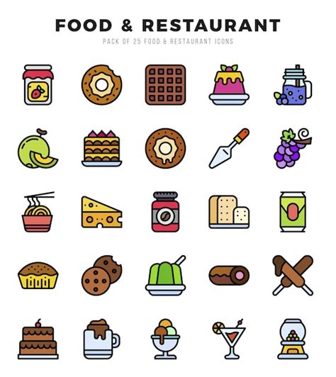 Premium Vector Set Of Food And Restaurant Icons Simple Line Art Style