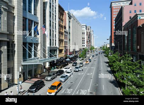 View from the Circle Centre shopping mall in downtown Indianapolis ...