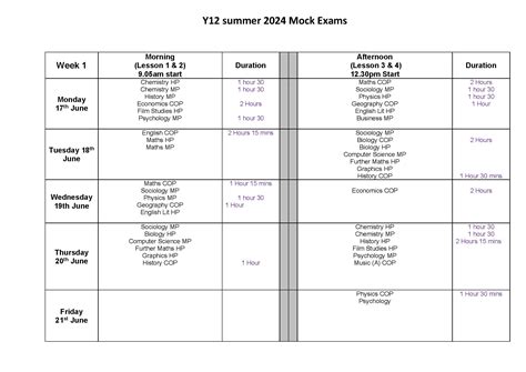 Year 12 Summer 2024 Mock Exams 澳门六开彩开奖结果查询