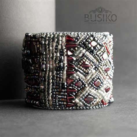 Statement Beaded Cuff Bracelet Elegant Bead Embroidered Accessory Big