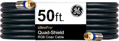 Ge Rg6 Coaxial Cable 50 Ft F Type Connectors Quad Shielded Coax Cable 3 Ghz