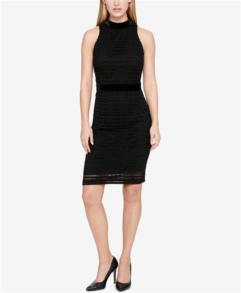 Tommy Hilfiger Velvet Lace Mock Neck Sheath Dress Macys