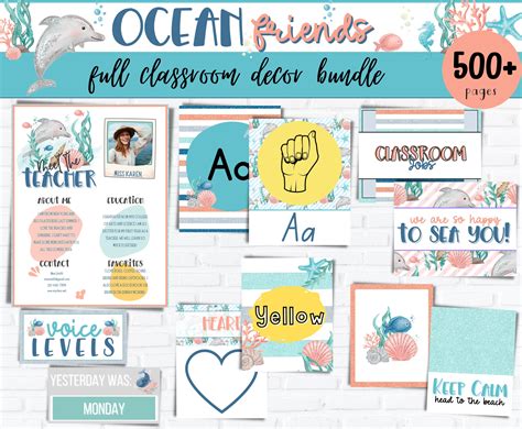 Ocean Sea Life Editable Classroom Decor Bundle Elementary Etsy