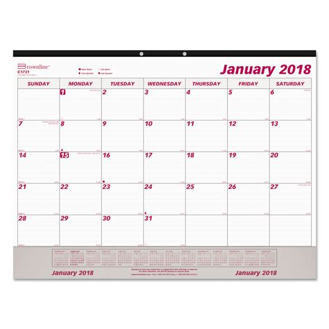 Monthly Desk Pad Calendar By Brownline® Redc1731v