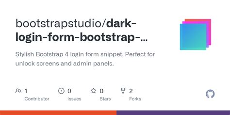 GitHub Bootstrapstudio Dark Login Form Bootstrap Snippet Stylish