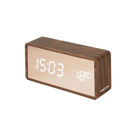 Karlsson Alarm Clock Copper Mirror Led Dark Wood Veneer Kopen Shop