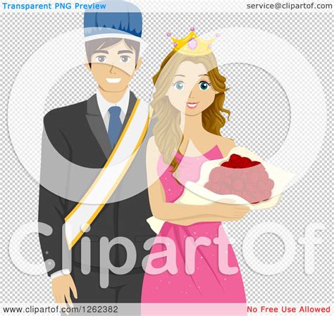 Clipart of a High School Homecoming or Prom King and Queen - Royalty ...