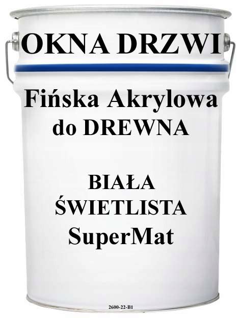 Farba AKRYLOWA Fińska do drewna OKIEN DRZWI ŚWIETLISTA BIAŁA superMAT 0