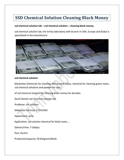 PPT SSD Chemical Solution Cleaning Black Money PowerPoint