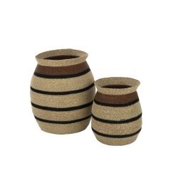 Set De 3 Paniers En Bois Naturel 46x45x23 Cm