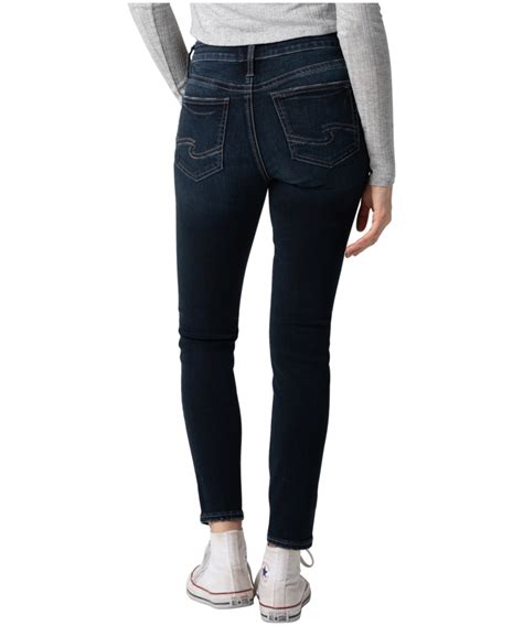 Silver Womens Suki Curvy Fit Mid Rise Skinny Jeans Dark Indigo Marks