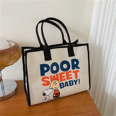 Snoopy Canvas Handbag Mommy Bag Shopping Versatile Shoulder Shopee